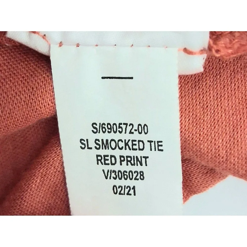 Old Navy Maxi Dress Medium Tall Orange Smocked Embroidered Tiered Cottagecore - Picture 11 of 12